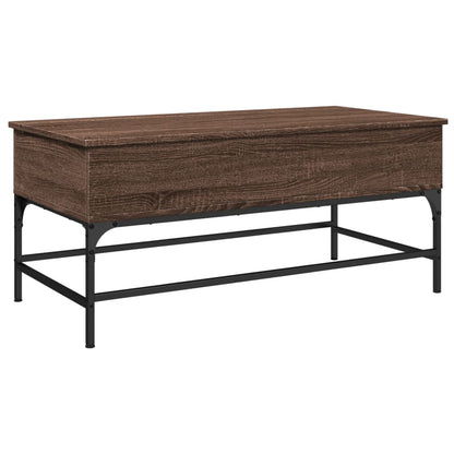 Table basse chêne marron 100x50x45cm bois d’ingénierie et métal - Tables basses