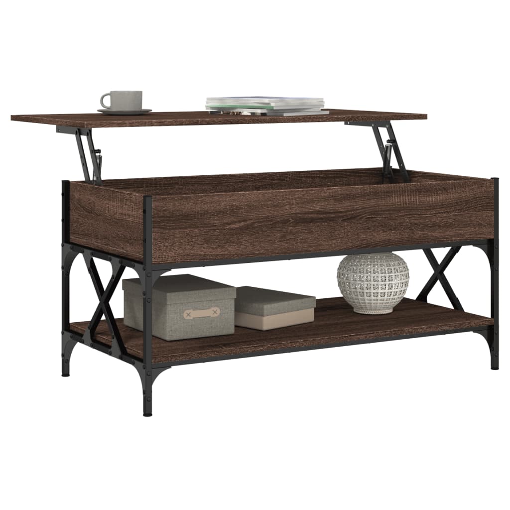 Table basse chêne marron 100x50x50cm bois d’ingénierie et métal - Tables basses
