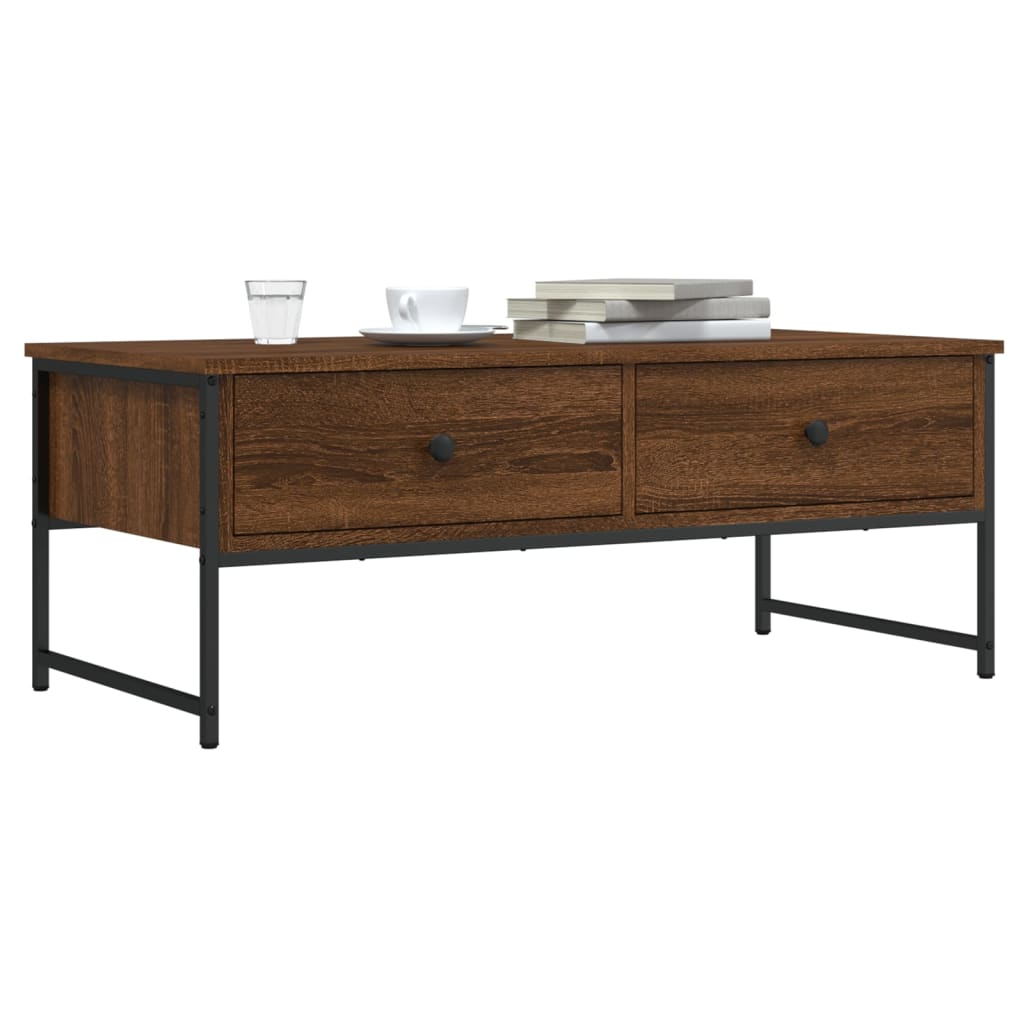 Table basse chêne marron 101x49x39,5 cm bois d’ingénierie - Tables basses
