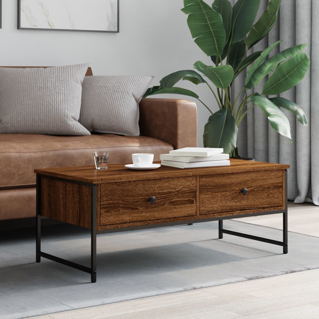 Table basse chêne marron 101x49x39,5 cm bois d’ingénierie - Tables basses