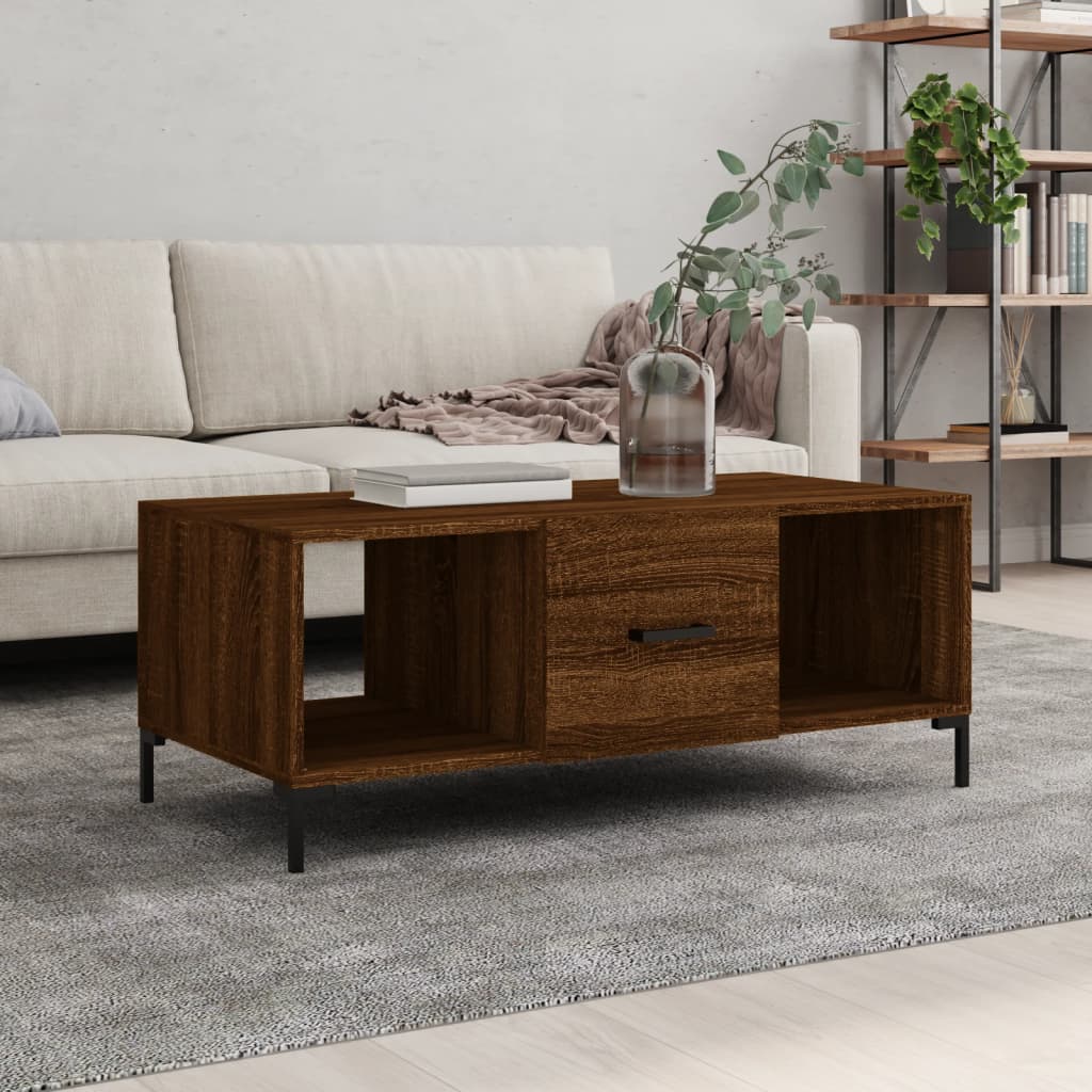 Table basse chêne marron 102x50x40 cm bois d’ingénierie - Tables basses