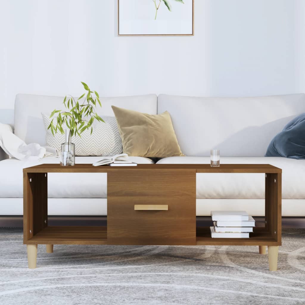 Table basse chêne marron 102x50x40 cm bois d’ingénierie - Tables basses