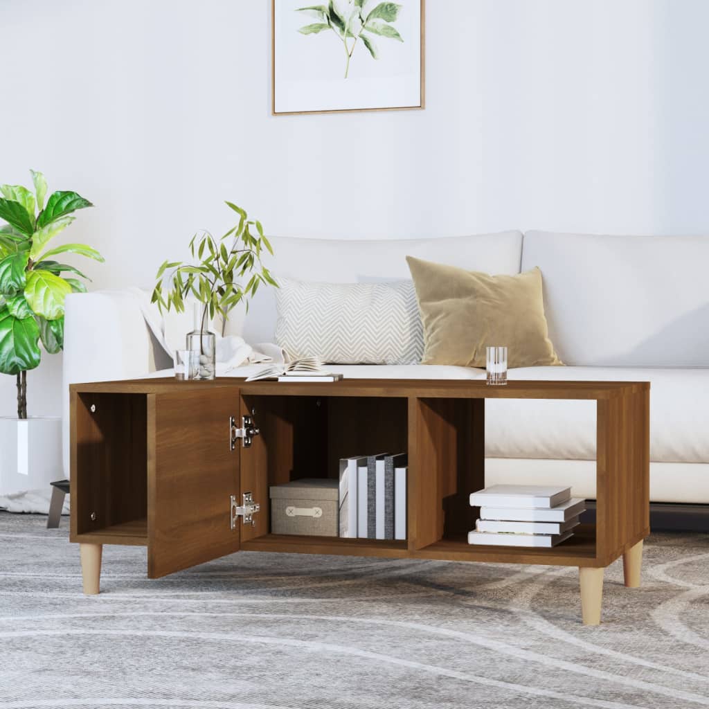 Table basse chêne marron 102x50x40 cm bois d’ingénierie - Tables basses