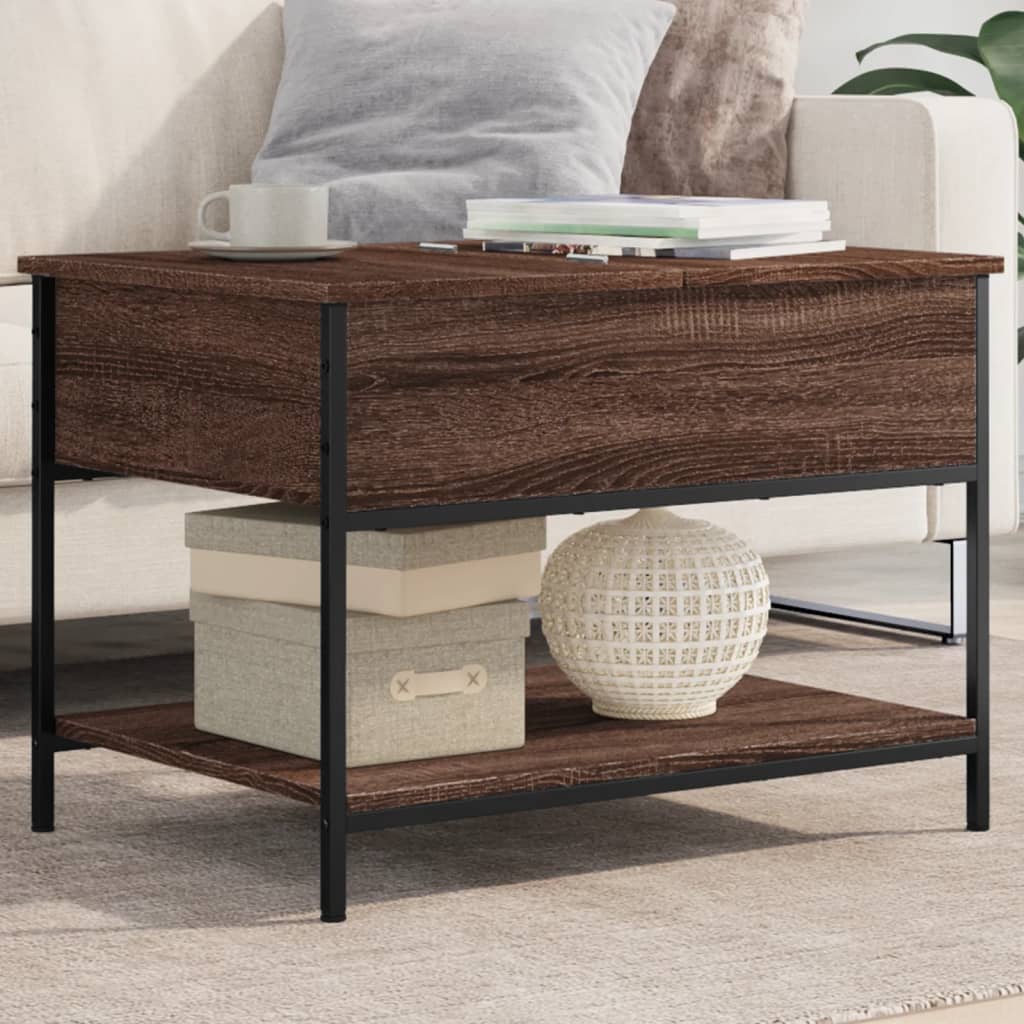 Table basse chêne marron 70x50x50 cm bois d’ingénierie et métal - Tables basses