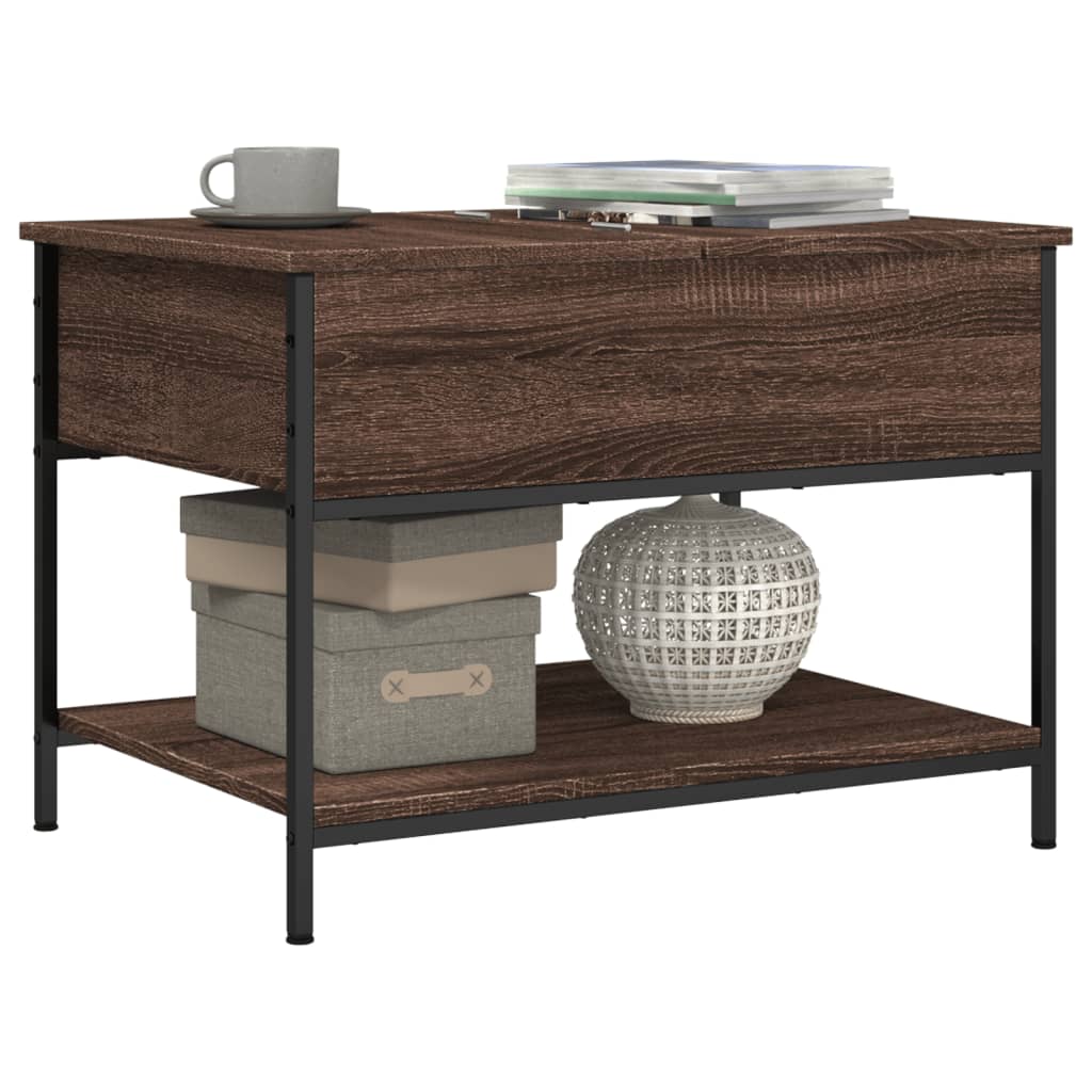 Table basse chêne marron 70x50x50 cm bois d’ingénierie et métal - Tables basses