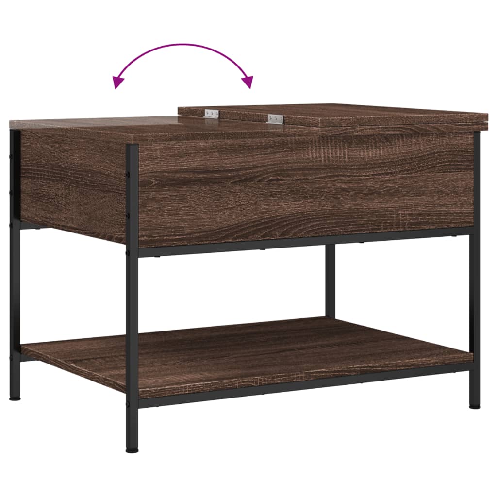 Table basse chêne marron 70x50x50 cm bois d’ingénierie et métal - Tables basses