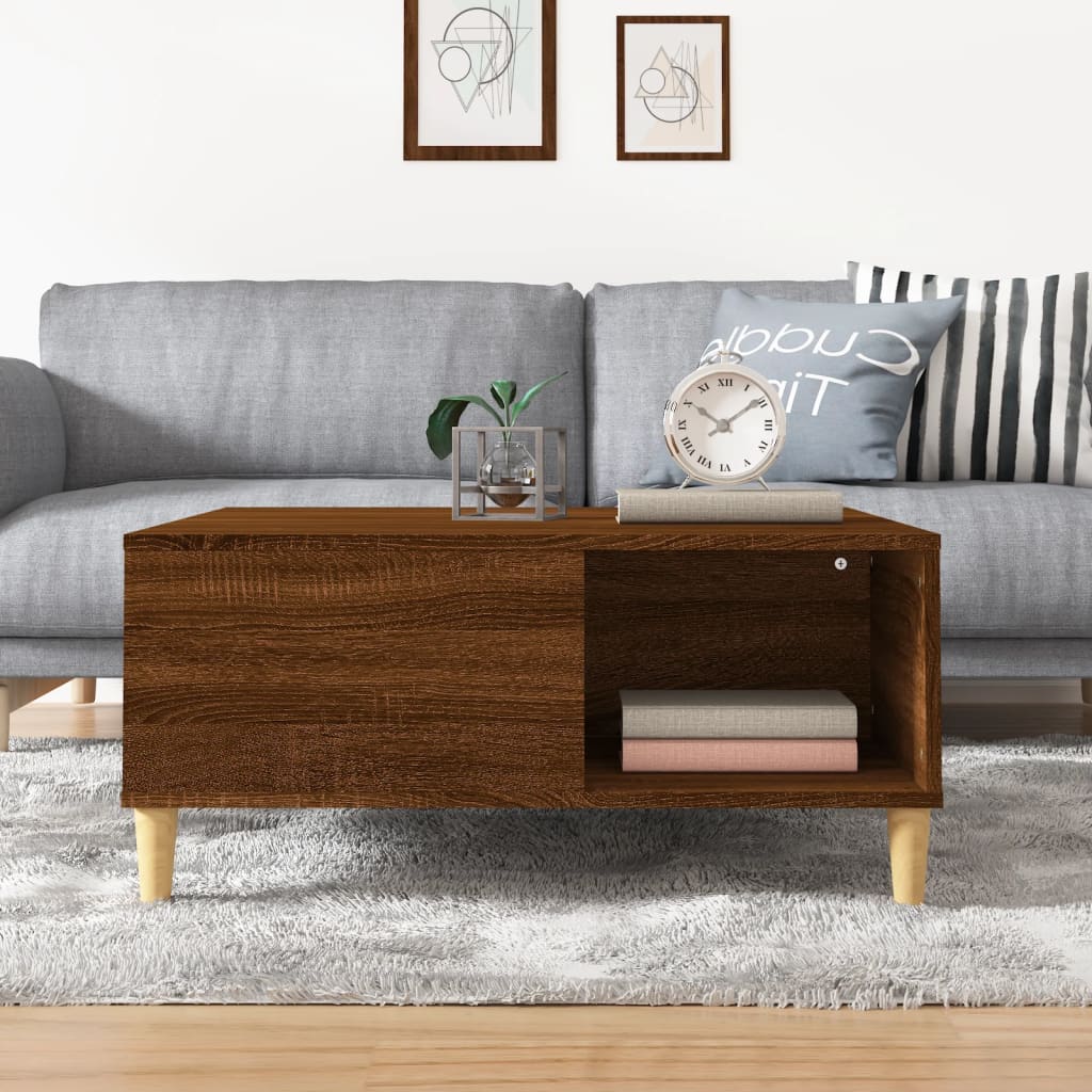 Table basse chêne marron 80x80x36,5 cm bois d’ingénierie - Tables basses