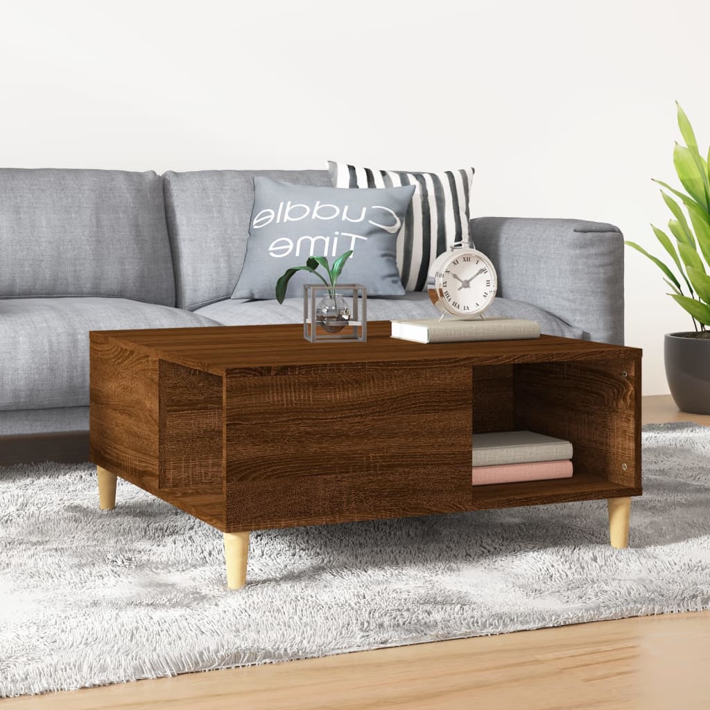 Table basse chêne marron 80x80x36,5 cm bois d’ingénierie - Tables basses