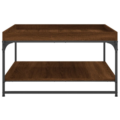 Table basse chêne marron 80x80x45 cm bois d’ingénierie et fer - Tables basses