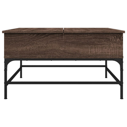 Table basse chêne marron 80x80x45 cm bois d’ingénierie et métal - Tables basses