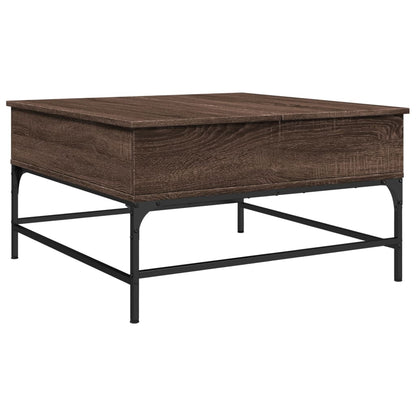 Table basse chêne marron 80x80x45 cm bois d’ingénierie et métal - Tables basses