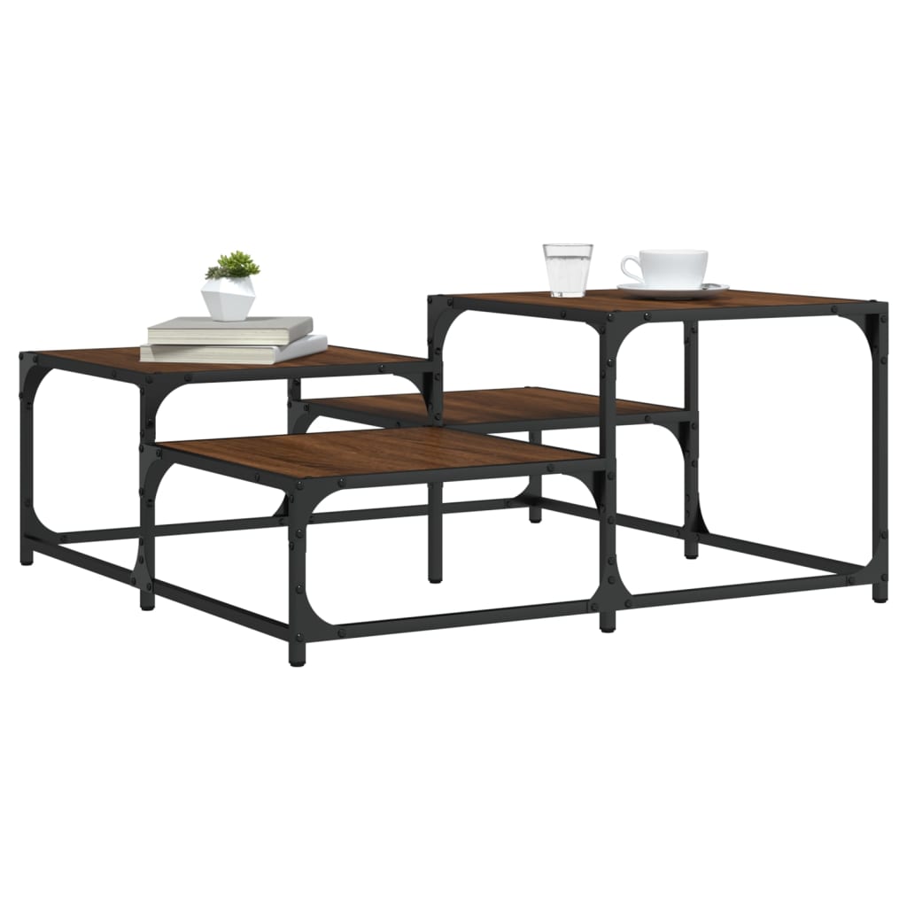 Table basse chêne marron 87,5x87,5x40 cm bois d’ingénierie - Tables basses