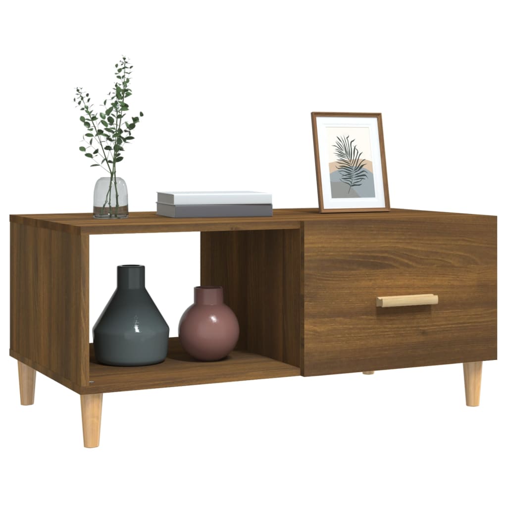 Table basse chêne marron 89,5x50x40 cm bois d’ingénierie - Tables basses