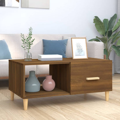 Table basse chêne marron 89,5x50x40 cm bois d’ingénierie - Tables basses