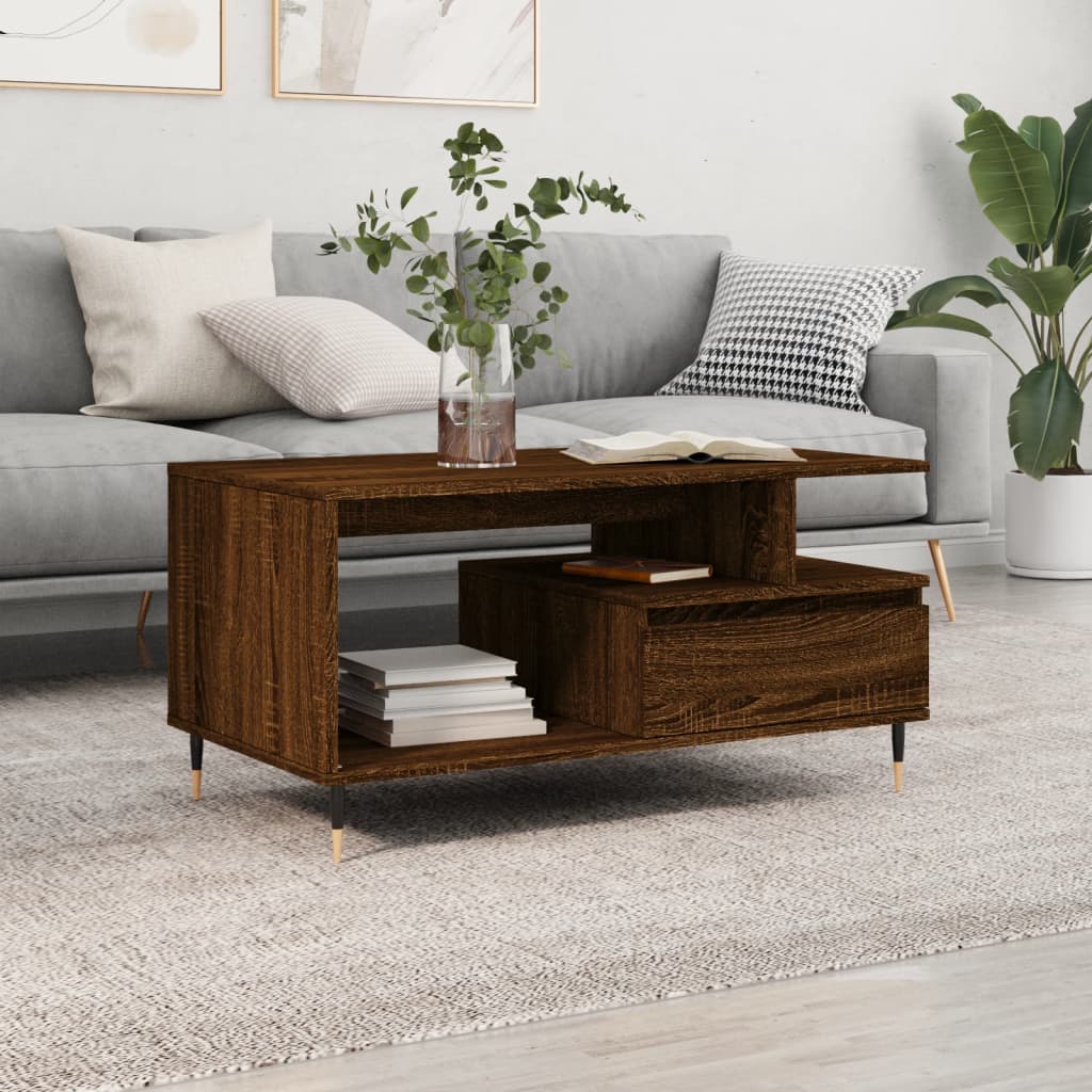 Table basse Chêne marron 90x49x45 cm Bois d’ingénierie - Tables basses