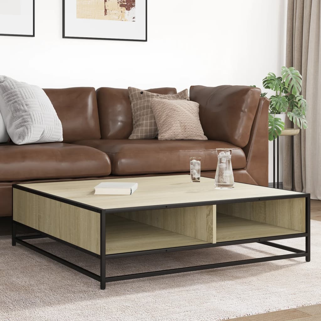 Table basse chêne sonoma 100x100x30 cm bois d’ingénierie/métal - Tables basses