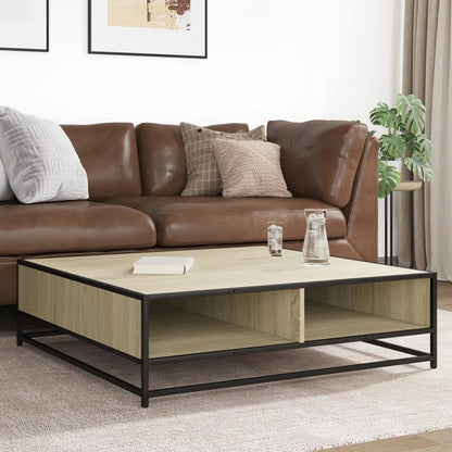 Table basse chêne sonoma 100x100x30 cm bois d’ingénierie/métal - Tables basses