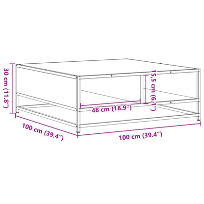 Table basse chêne sonoma 100x100x30 cm bois d’ingénierie/métal - Tables basses