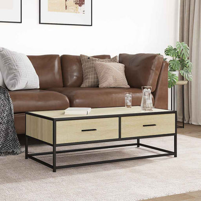 Table basse chêne sonoma 100x50x35cm bois d’ingénierie et métal - Tables basses