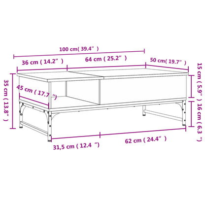 Table basse chêne sonoma 100x50x35cm bois d’ingénierie et métal - Tables basses
