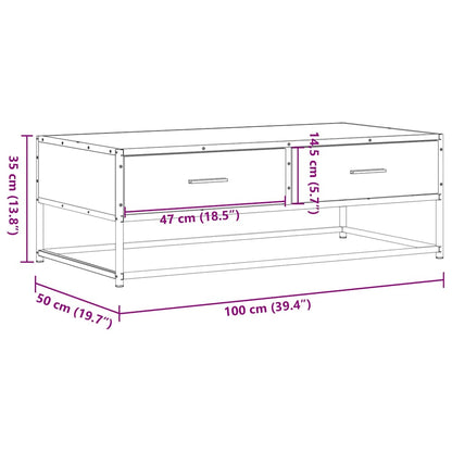 Table basse chêne sonoma 100x50x35cm bois d’ingénierie et métal - Tables basses
