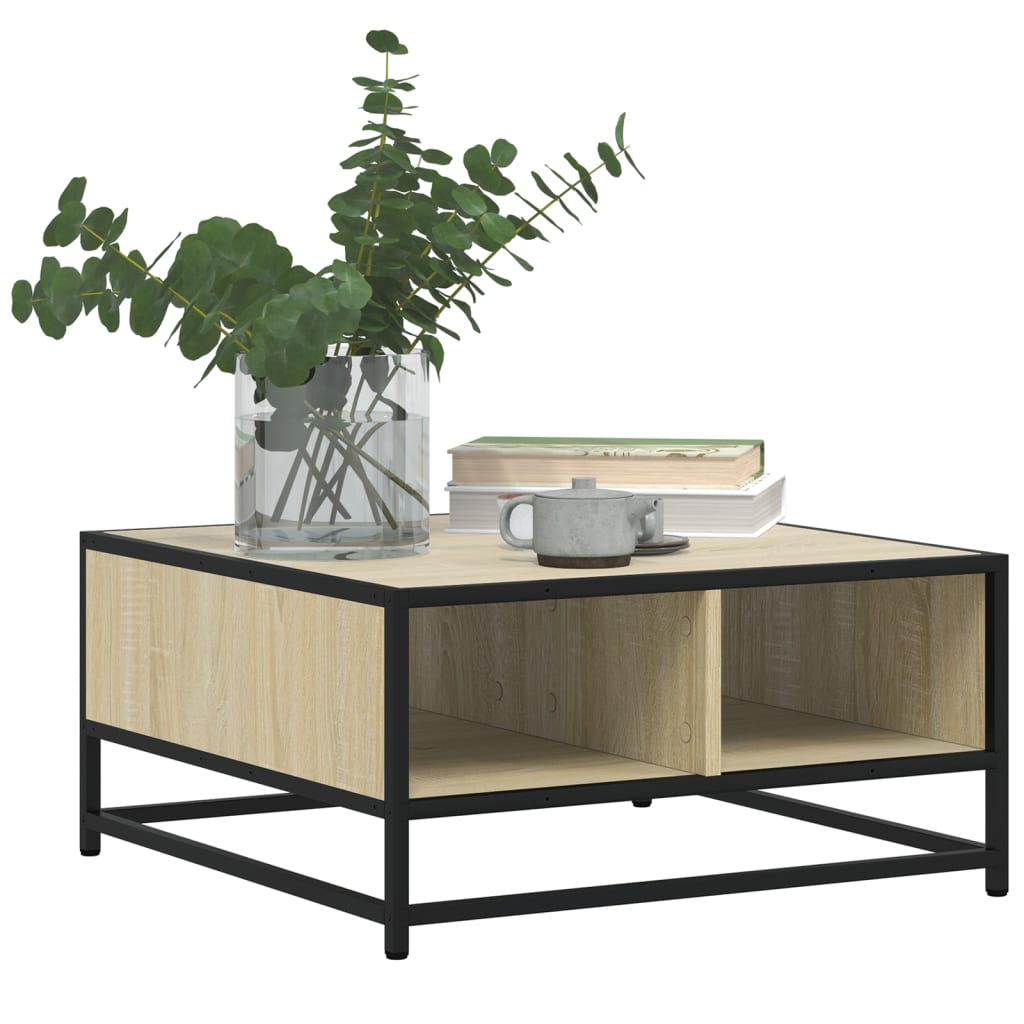 Table basse chêne sonoma 60,5x60,5x30cm bois d’ingénierie/métal - Tables basses