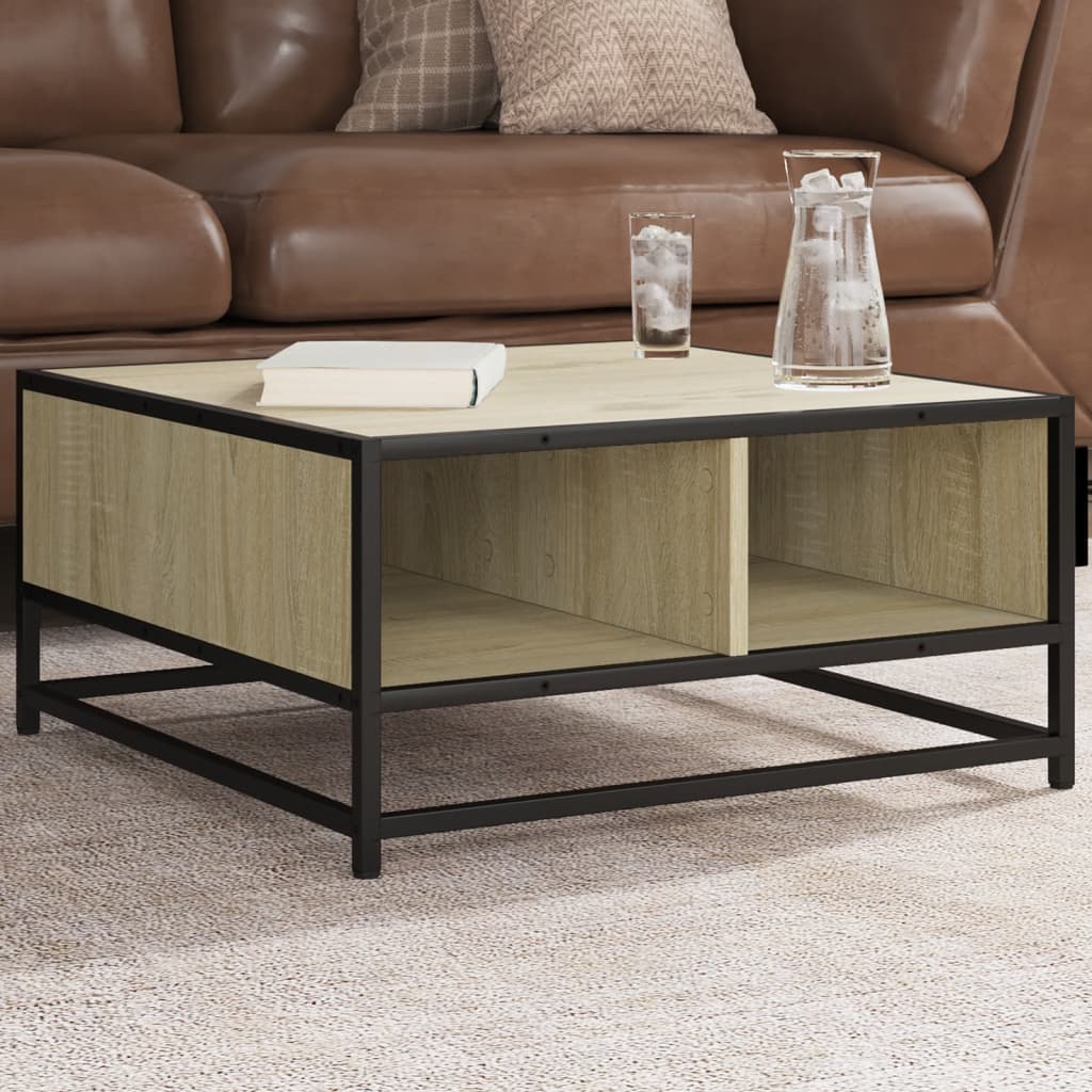 Table basse chêne sonoma 60,5x60,5x30cm bois d’ingénierie/métal - Tables basses