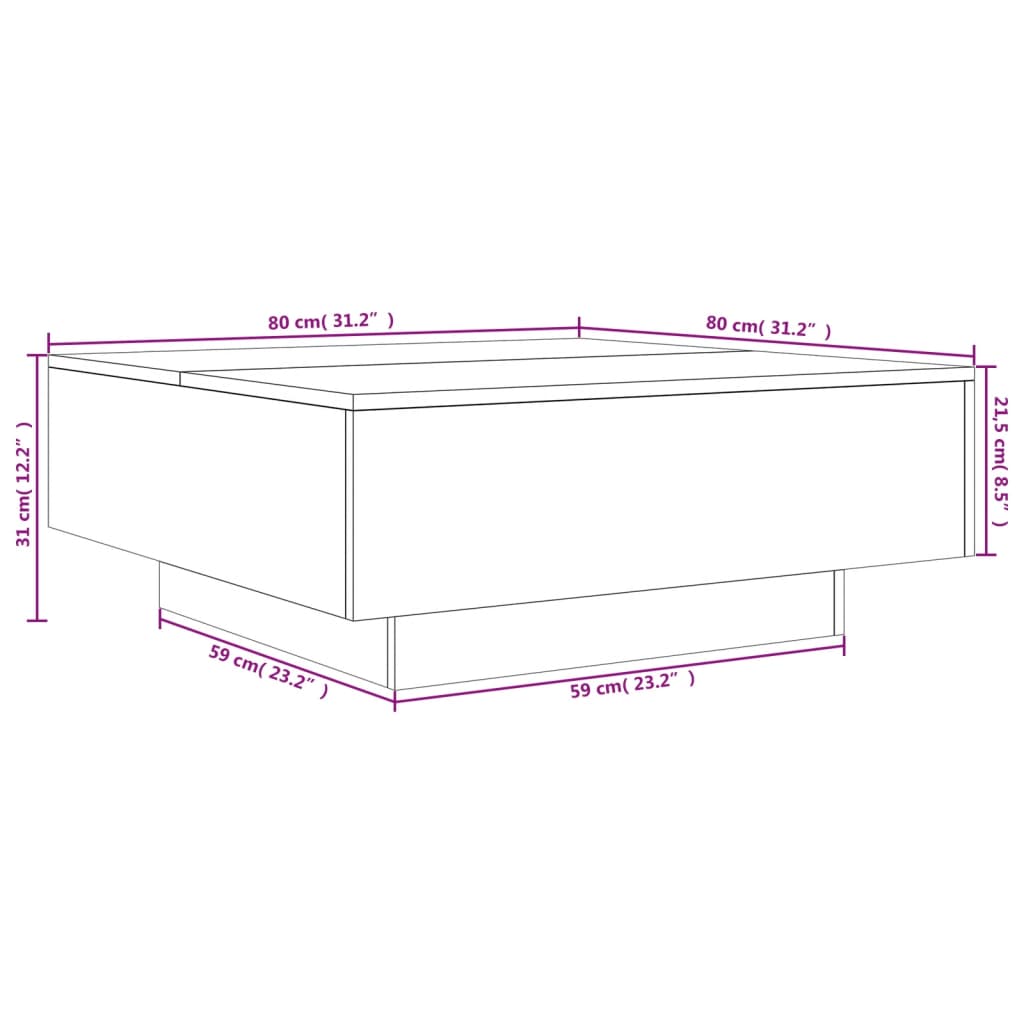 Table basse chêne sonoma 80x80x31 cm bois d’ingénierie - Tables basses