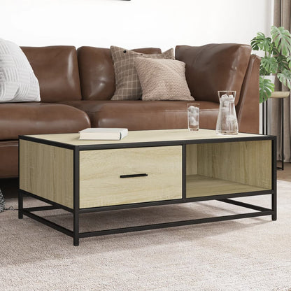 Table basse chêne sonoma 90x57x35 cm bois d’ingénierie et métal - Tables basses