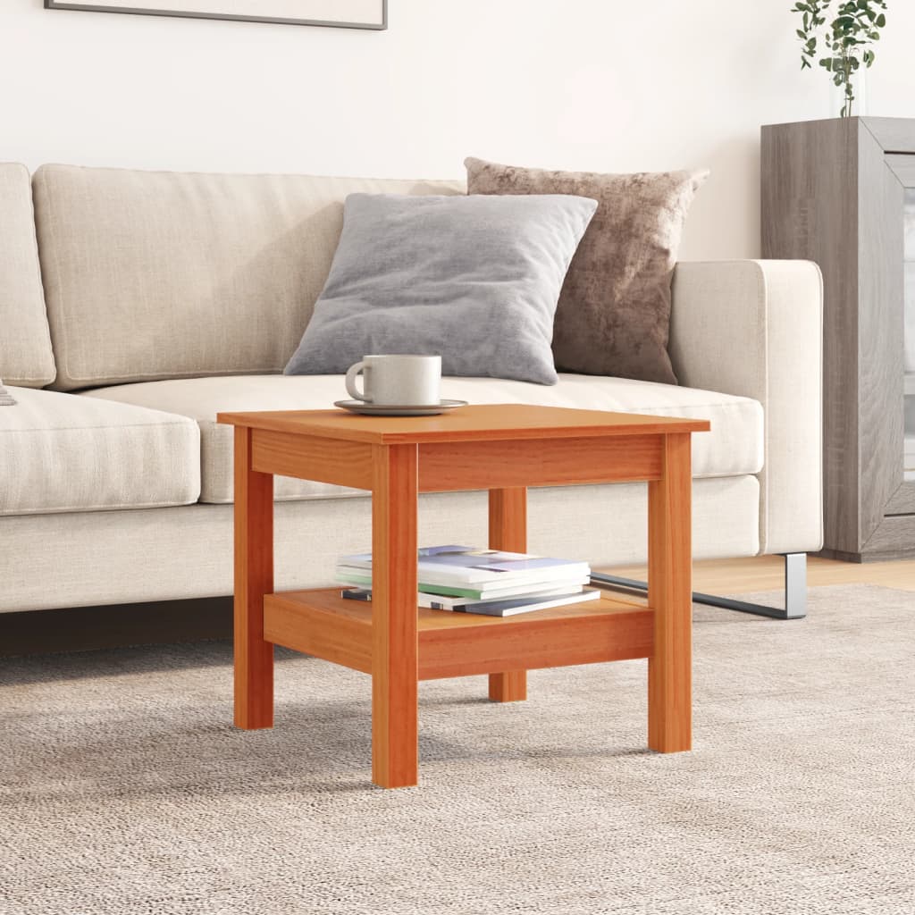 Table basse cire marron 45x45x40 cm bois massif de pin - Tables basses