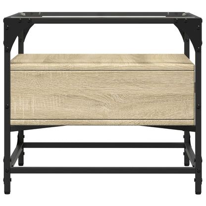 Table basse et dessus en verre chêne sonoma 50x50x45 cm acier - Tables basses