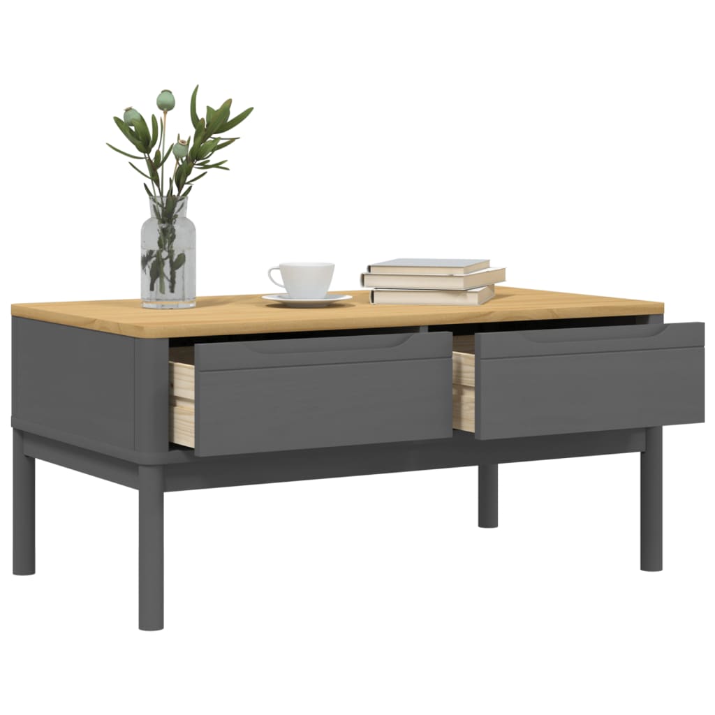 Table basse FLORO gris 99x55,5x45 cm bois massif de pin - Tables basses