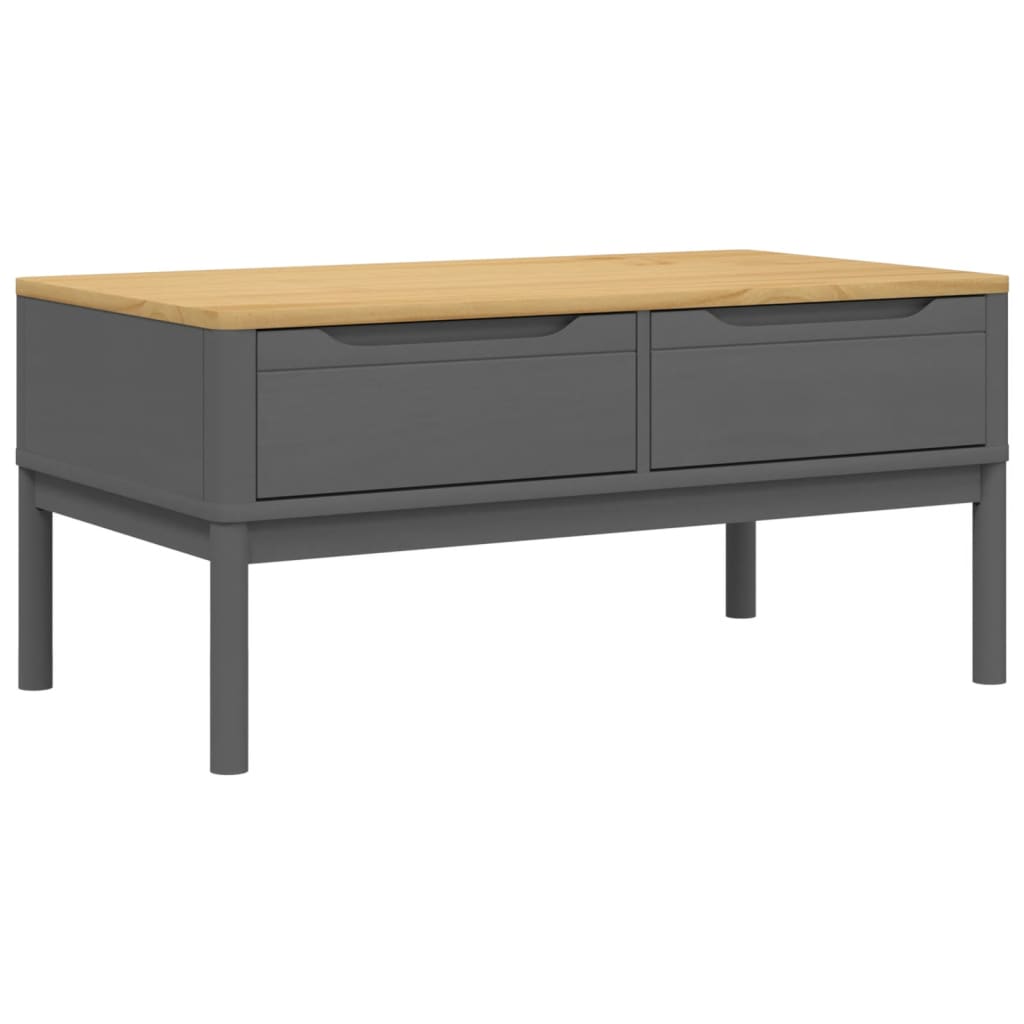 Table basse FLORO gris 99x55,5x45 cm bois massif de pin - Tables basses