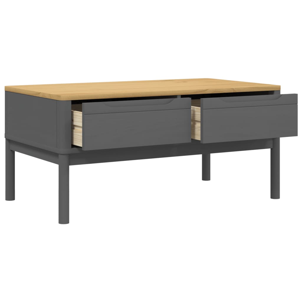 Table basse FLORO gris 99x55,5x45 cm bois massif de pin - Tables basses