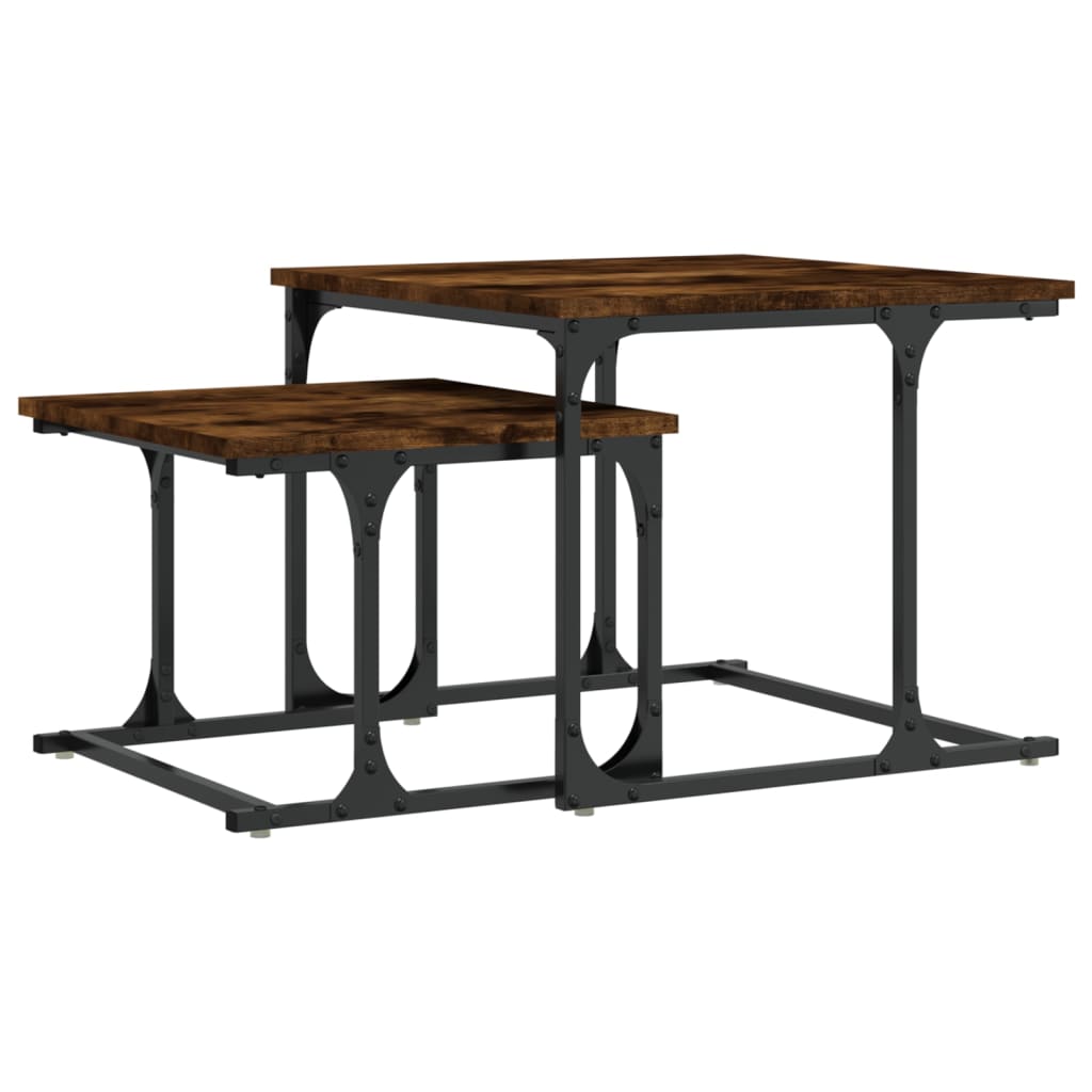 Table basse gigogne 2 pcs chêne fumé bois d’ingénierie - Tables basses