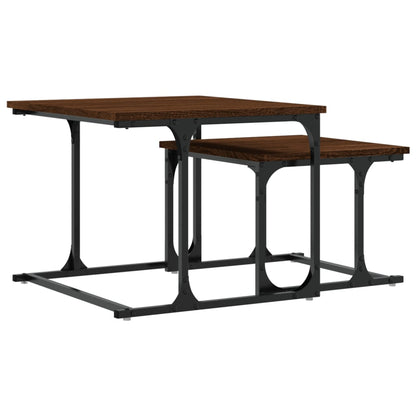 Table basse gigogne 2 pcs chêne marron bois d’ingénierie - Tables basses