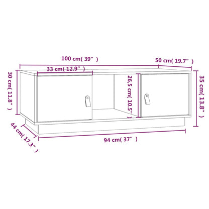 Table basse Gris 100x50x35 cm Bois massif de pin - Tables basses