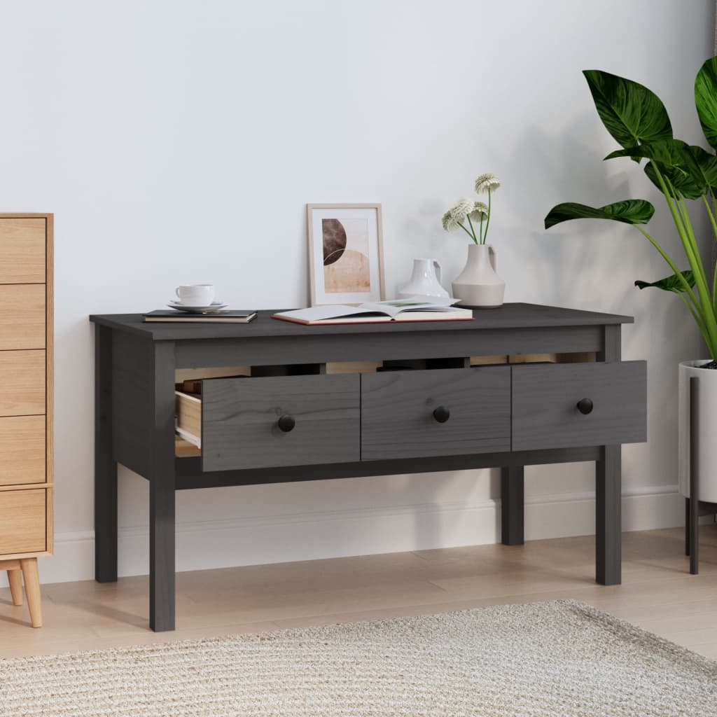 Table basse Gris 102x49x55 cm Bois massif de pin - Tables basses