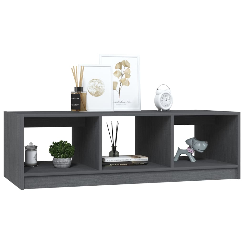 Table basse gris 110x50x34 cm bois de pin massif - Tables basses