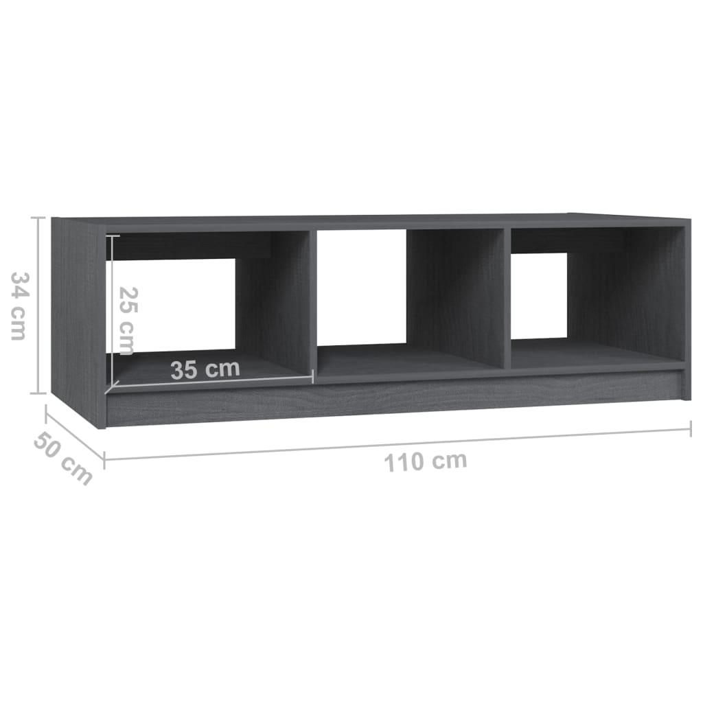 Table basse gris 110x50x34 cm bois de pin massif - Tables basses
