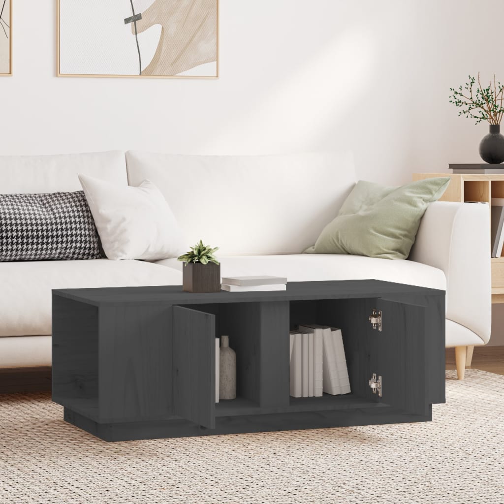 Table basse Gris 110x50x40 cm Bois massif de pin - Tables basses