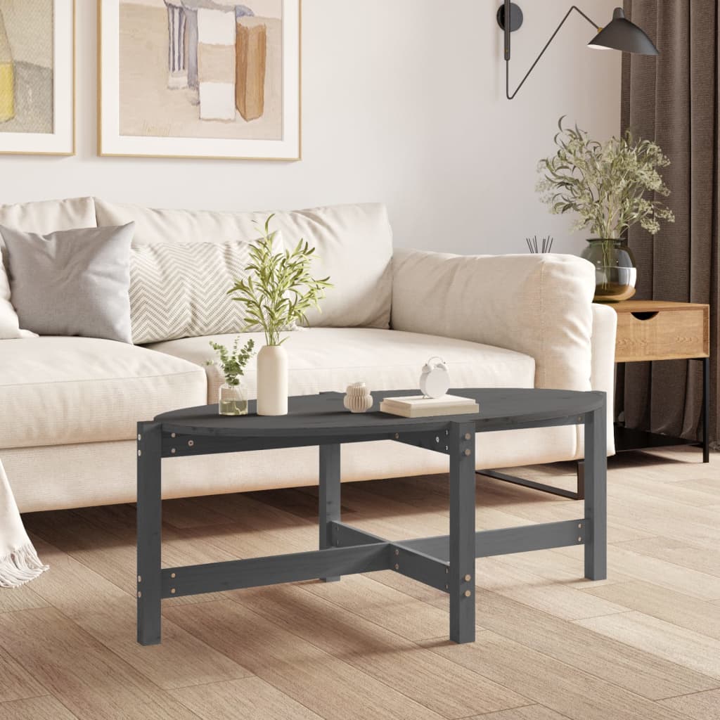 Table basse Gris 118x63x45 cm Bois massif de pin - Tables basses