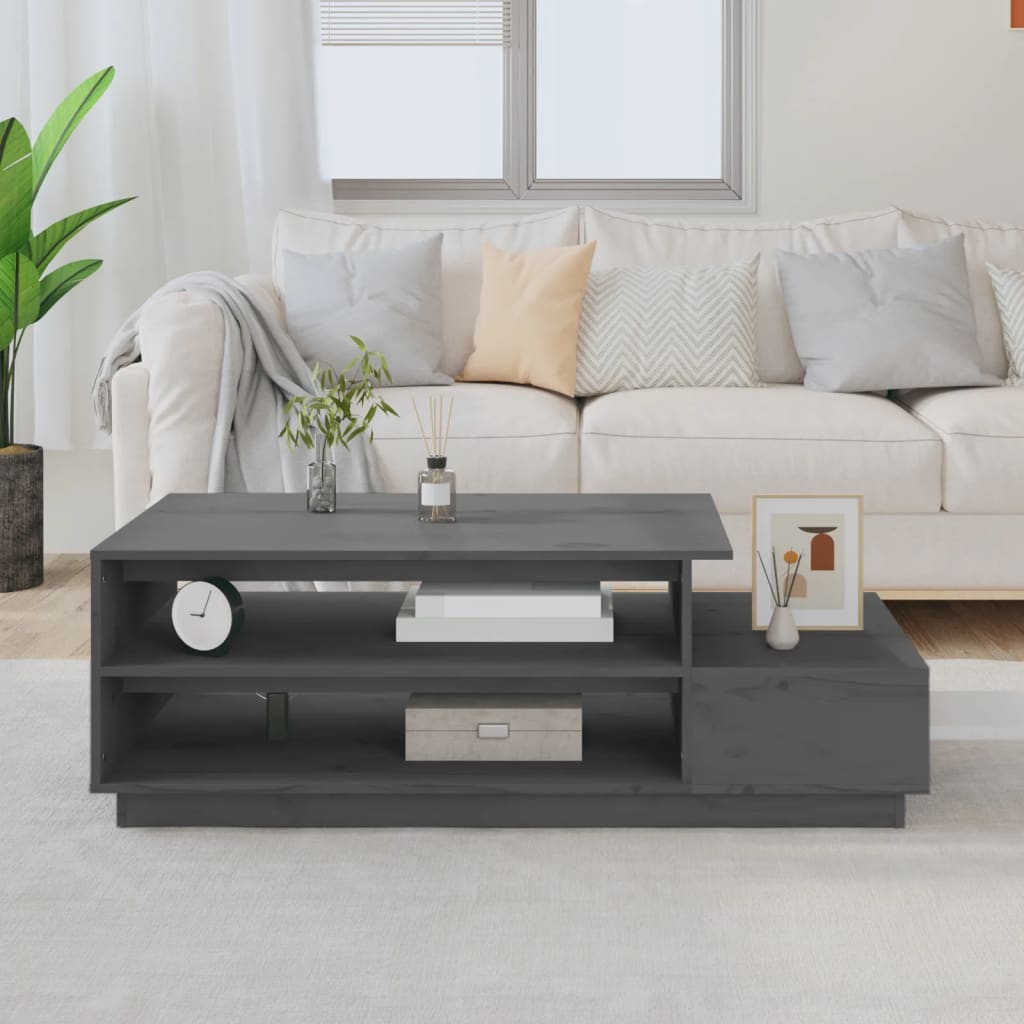 Table basse Gris 120x50x40,5 cm Bois massif de pin - Tables basses