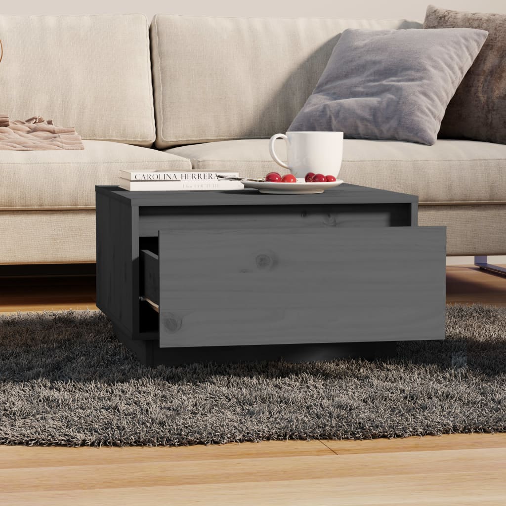 Table basse Gris 55x56x32 cm Bois massif de pin - Tables basses