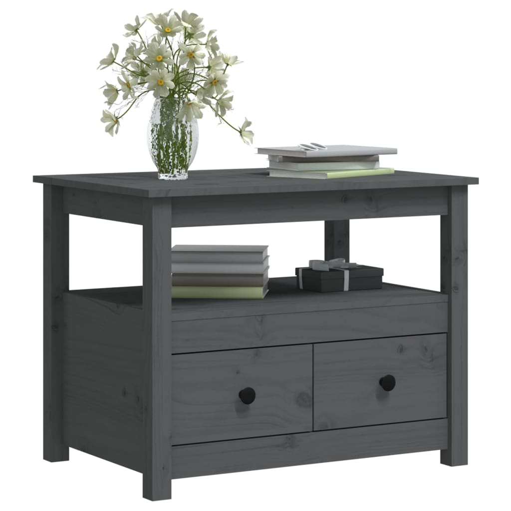 Table basse Gris 71x49x55 cm Bois massif de pin - Tables basses