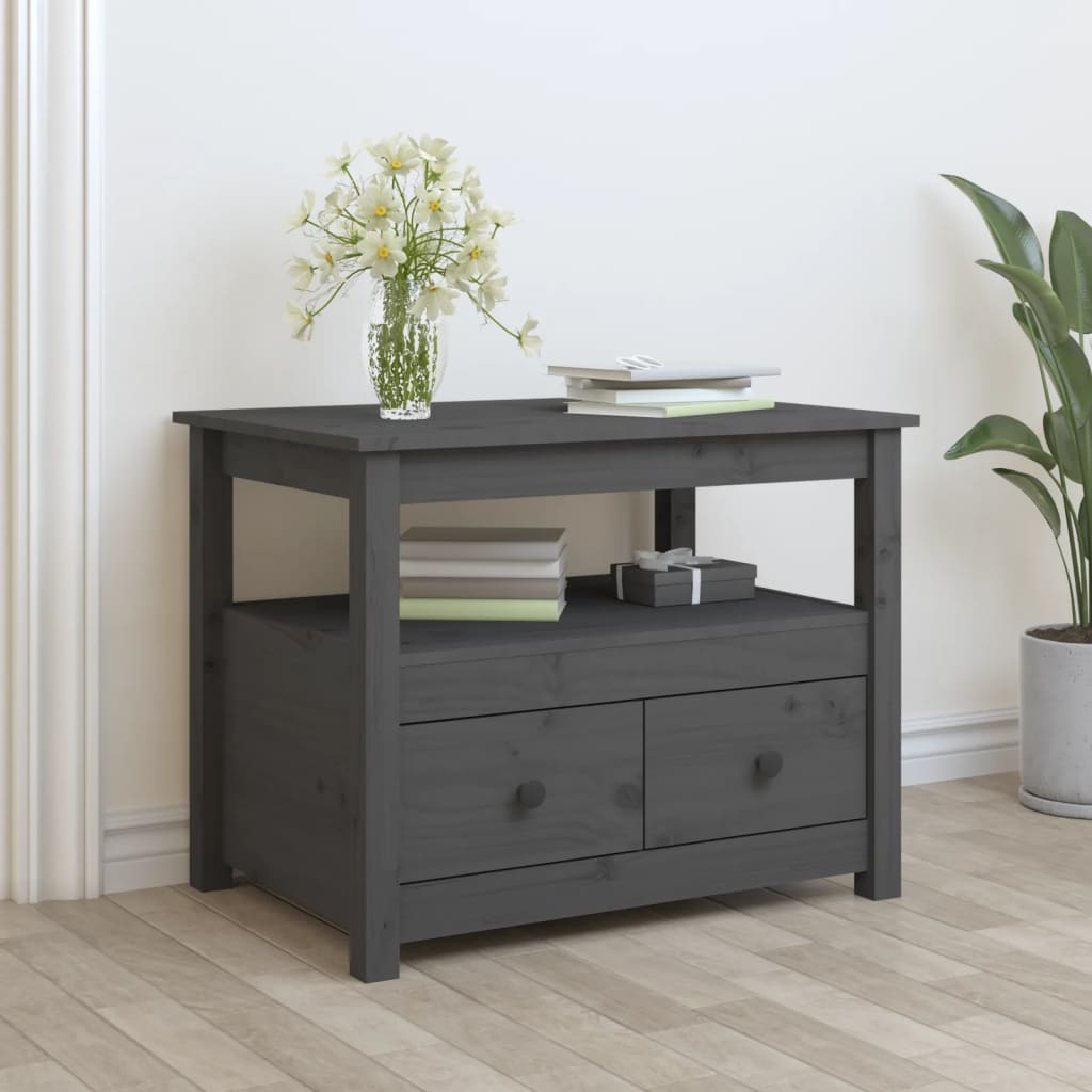 Table basse Gris 71x49x55 cm Bois massif de pin - Tables basses