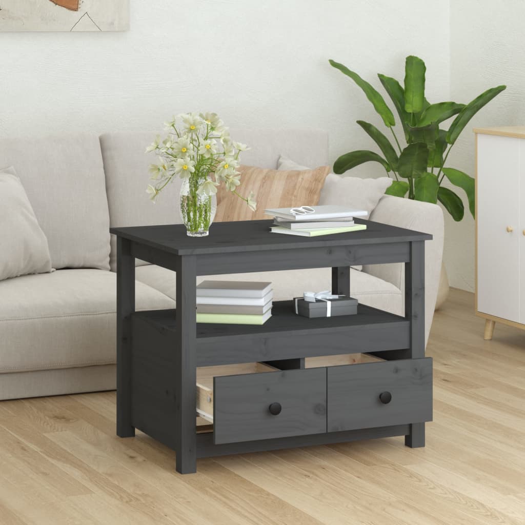 Table basse Gris 71x49x55 cm Bois massif de pin - Tables basses