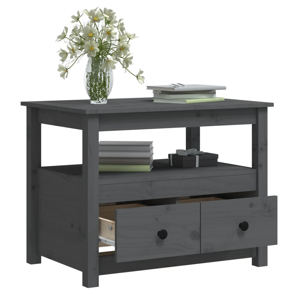 Table basse Gris 71x49x55 cm Bois massif de pin - Tables basses