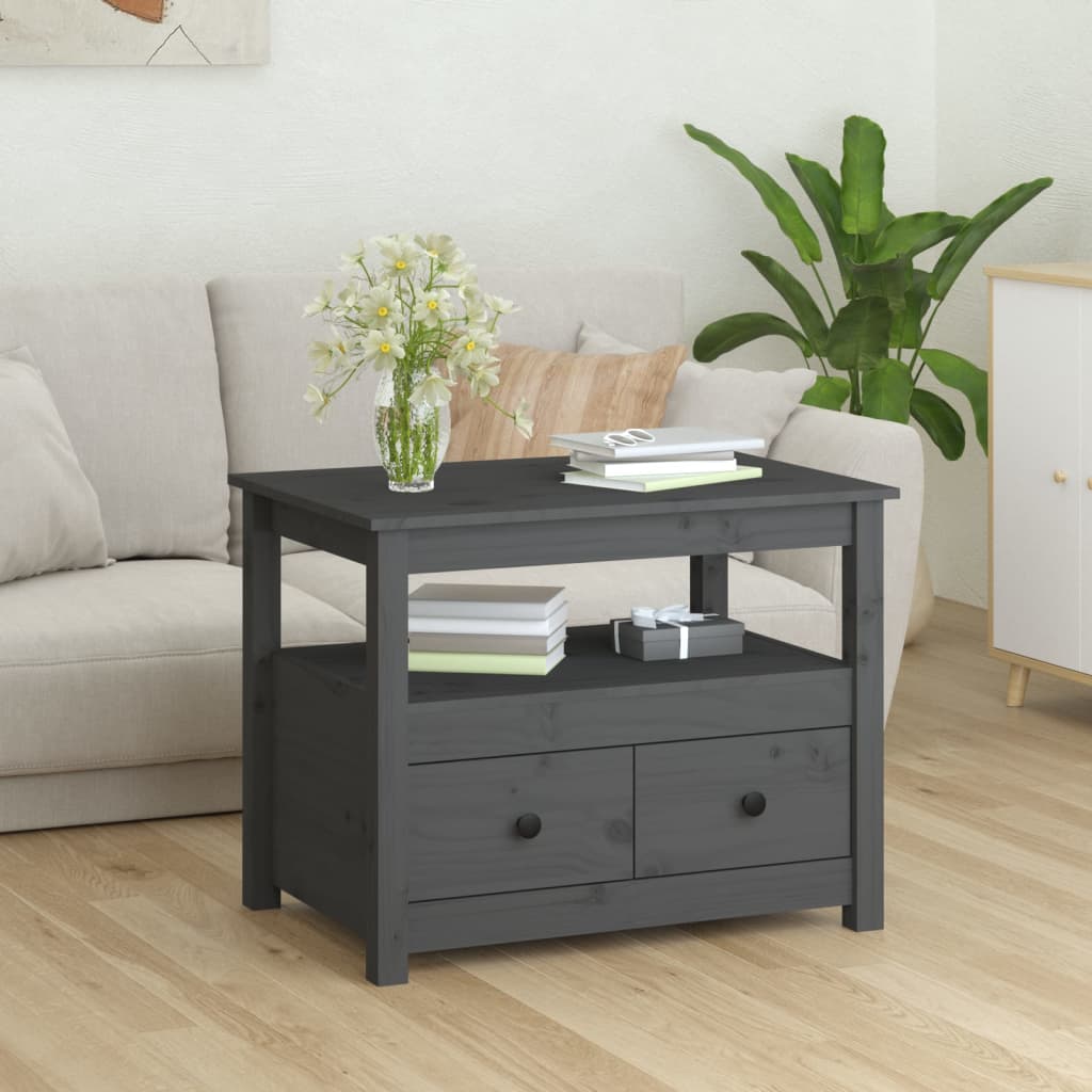Table basse Gris 71x49x55 cm Bois massif de pin - Tables basses