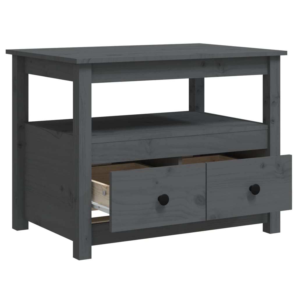 Table basse Gris 71x49x55 cm Bois massif de pin - Tables basses